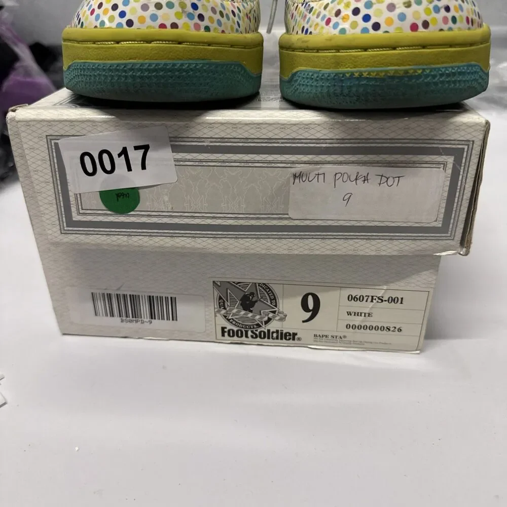 A Bathing Ape Dot Bapesta 0607 FS 001 BAPE Patent Leather Size 9 Polka Dot Multi